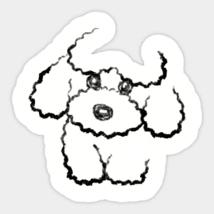 Monochrome Sketch of a Toy Poodle Sticker